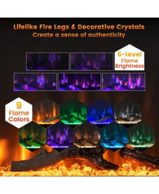 50 Inches Electric Fireplace in-Wall Recessed with Remote Control and Adjustable Color and Brightness