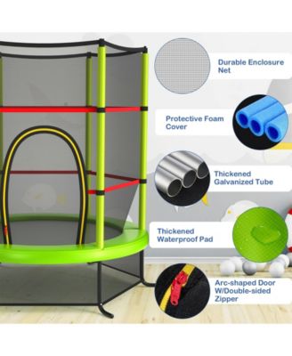 55 Inch Kids Recreational Trampoline Bouncing Jumping Mat with Enclosure Net-Green