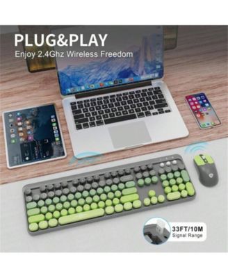 Wireless Keyboard and Mouse Combo – 2.4GHz Cordless, Quiet Slim Set with Cute Round Keys for Laptop, Computer, TV