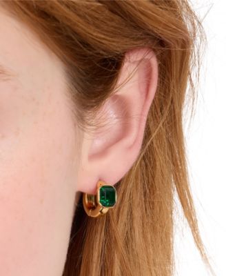 Cubic Zirconia Sparkling Asscher Huggie Earrings (also in Emerald)