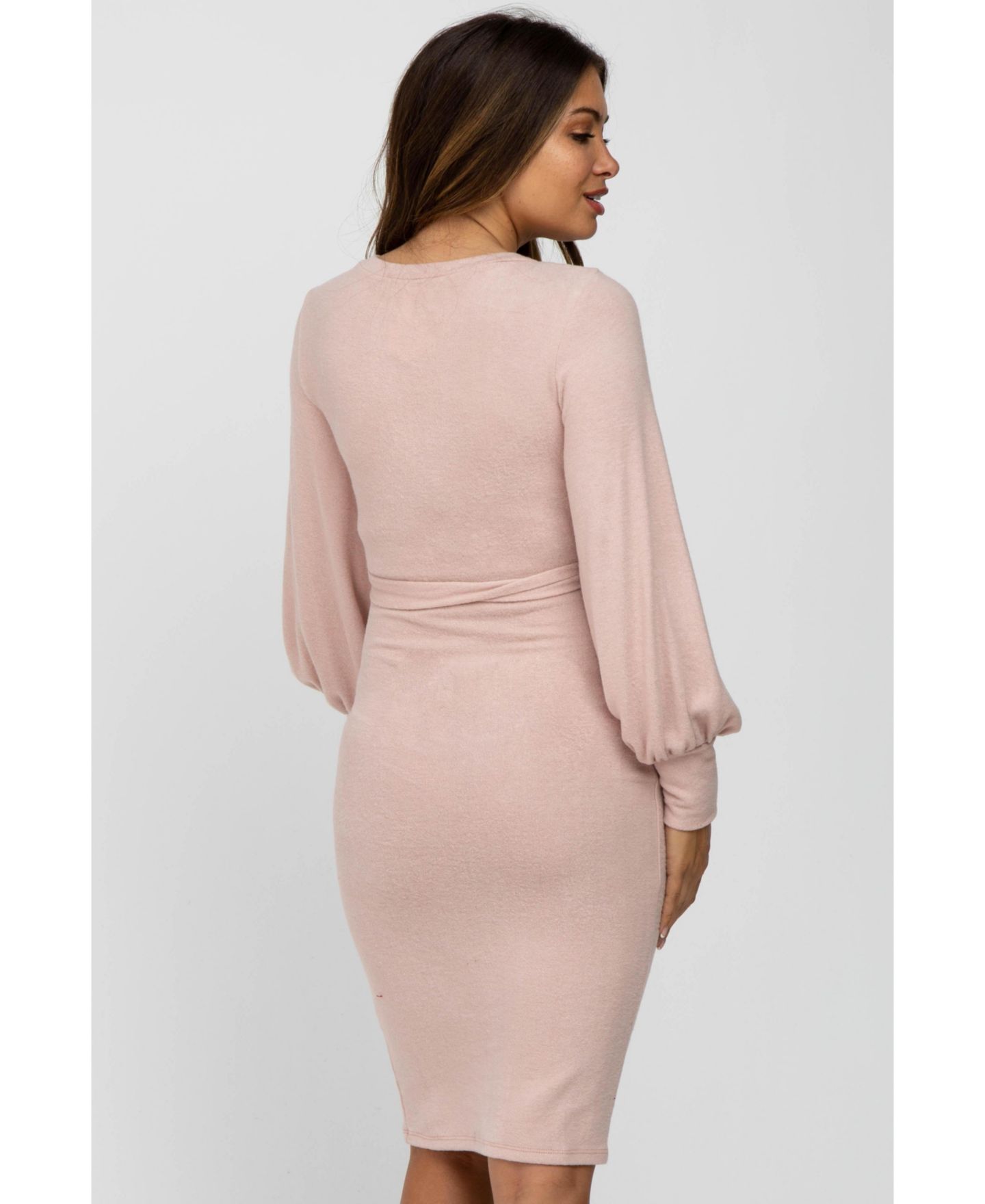 Женское платье Pinkblush Pink Soft Brushed Waist Tie Bubble Sleeve, цвет: Розовый — фото 4