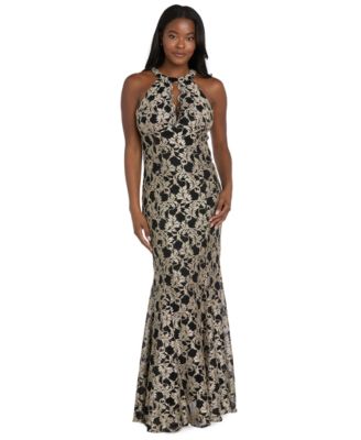 R & M Richards - Women's Long Lace Scalloped Bodice Dress