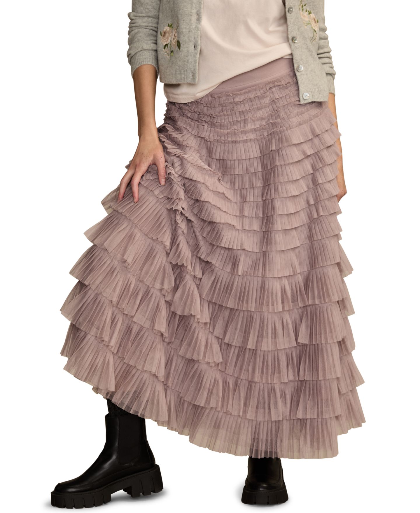 Женская юбка Lucky Brand Ruffled Maxi, цвет: Sphinx — фото 1