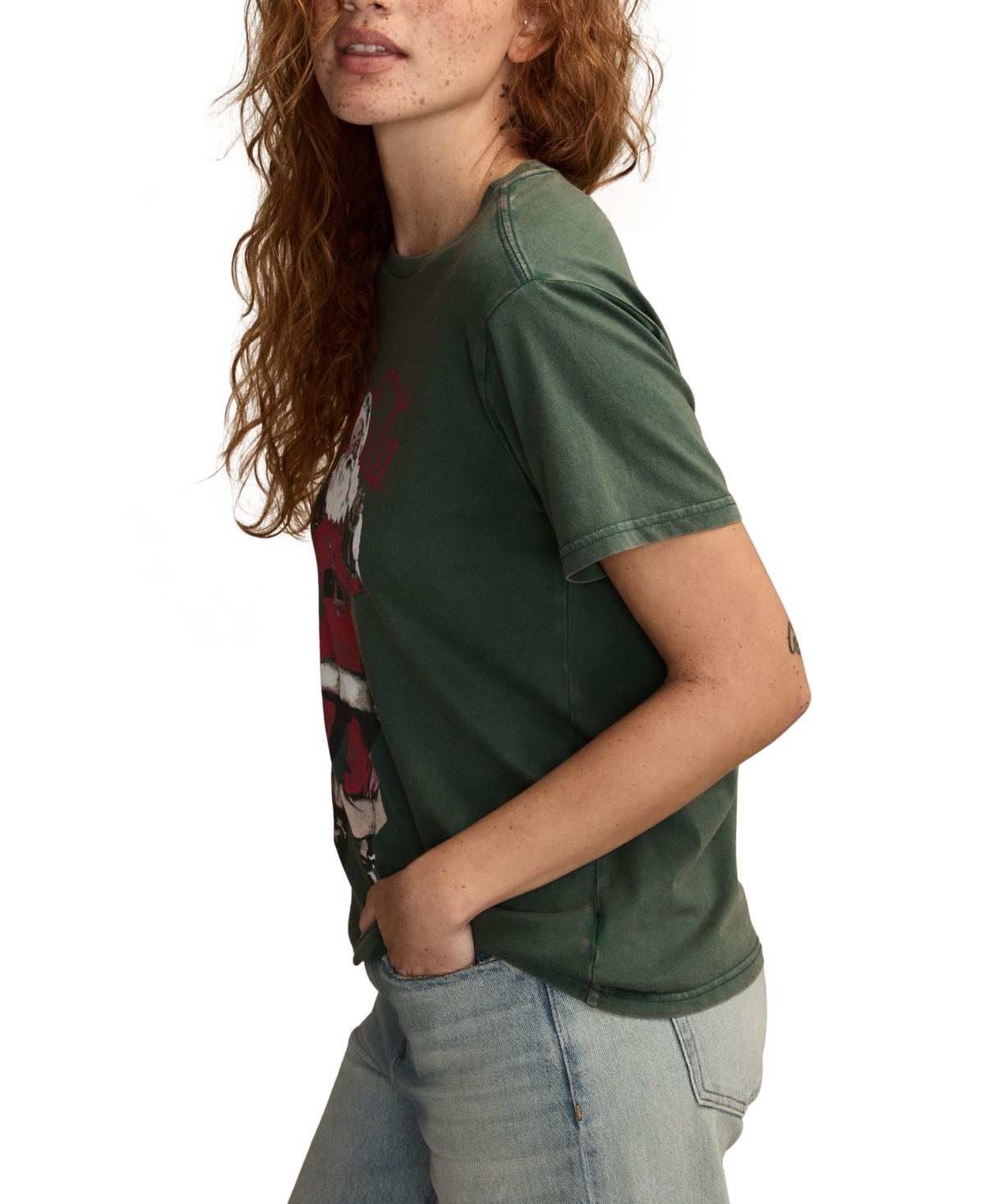 Lucky Brand Women's Claus Coke Classic Crewneck Top In Green