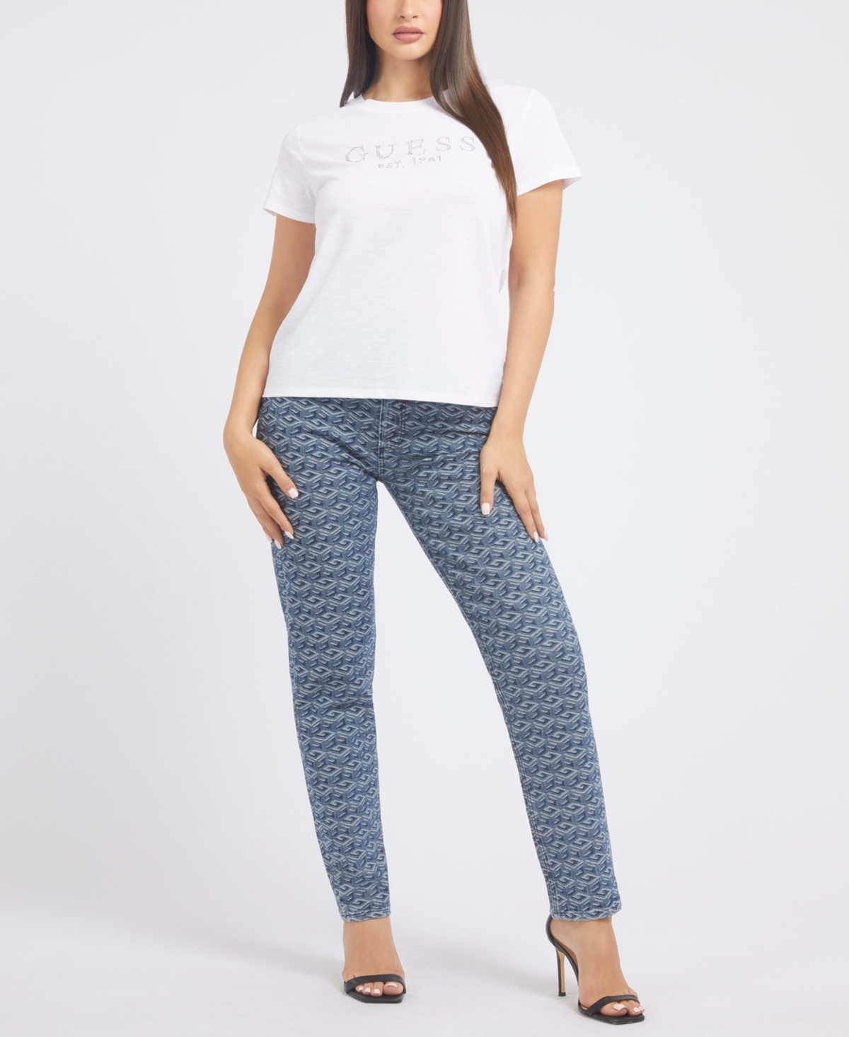 Guess Women's 1981 Crystal Logo Cotton T-Shirt