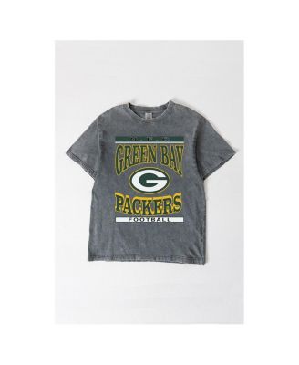 Women's Gray Green Bay Packers Oversized Classic Grind Washed T-Shirt
