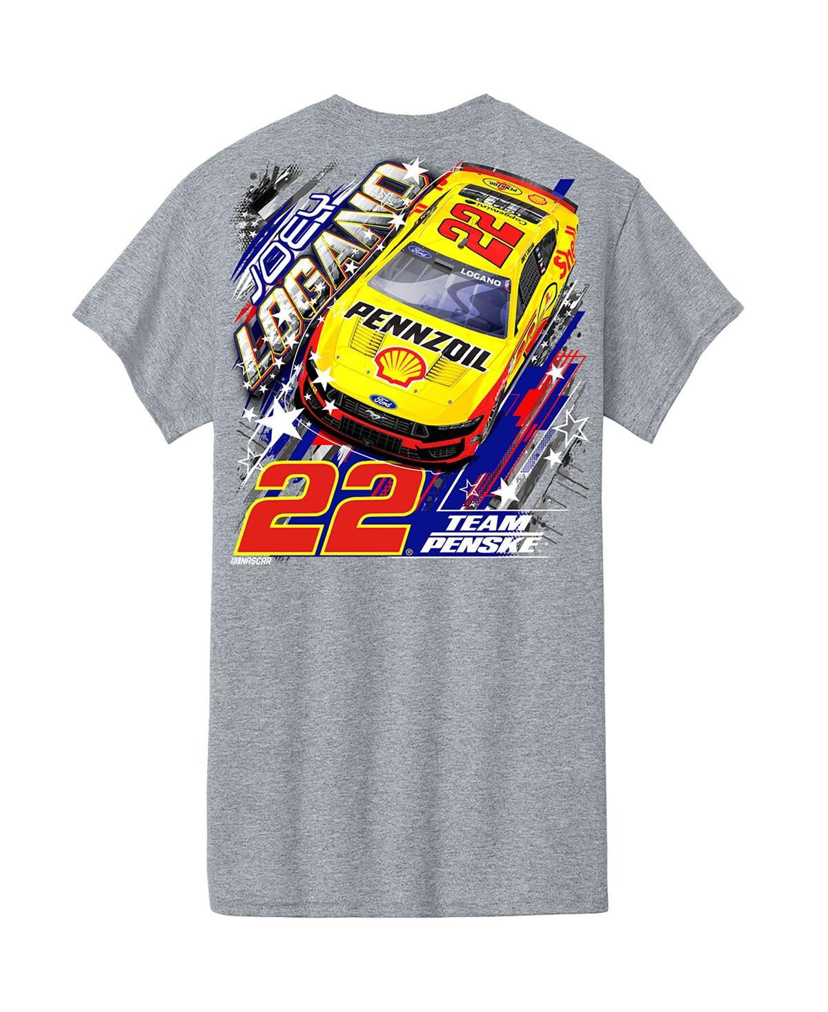 Team Penske Men's Heather Gray Joey Logano Shell-Pennzoil Car T-Shirt