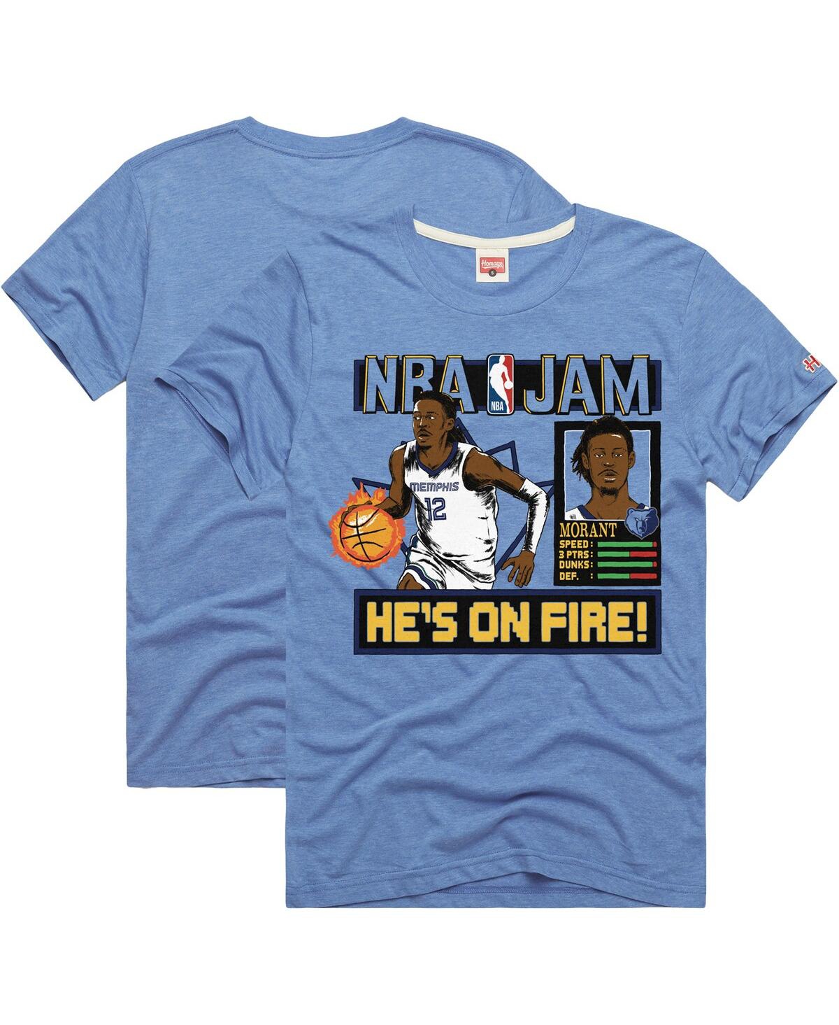 Homage Men's And Women's Ja Morant Light Blue Memphis Grizzlies Nba Jam Tri-blend T-shirt