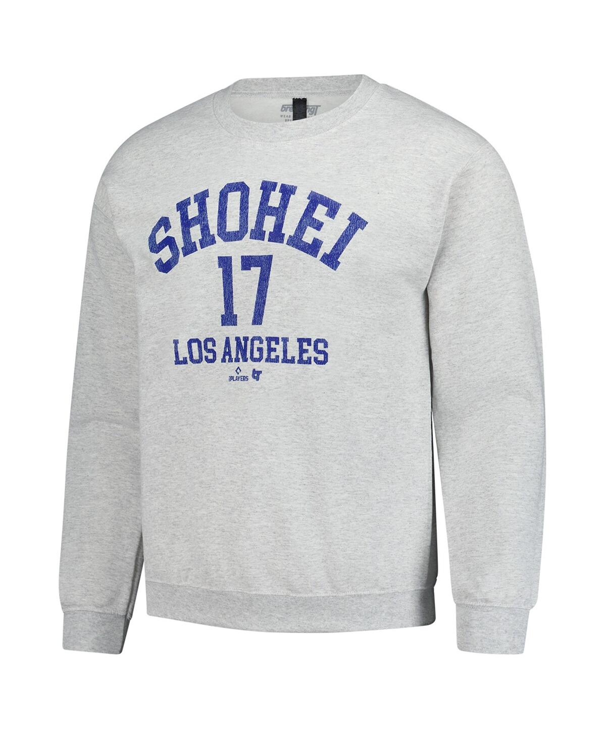 Breakingt Men's And Women's Shohei Ohtani Heather Gray Mlbpa Player Name Number Sweatshirt In Gray