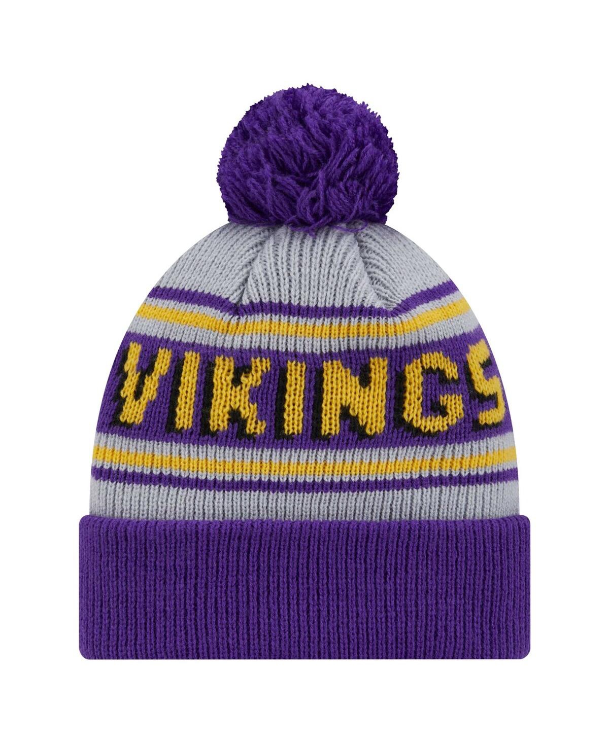 New Era Big Boys and Girls Purple Minnesota Vikings Main Cuffed Knit with Pom Hat