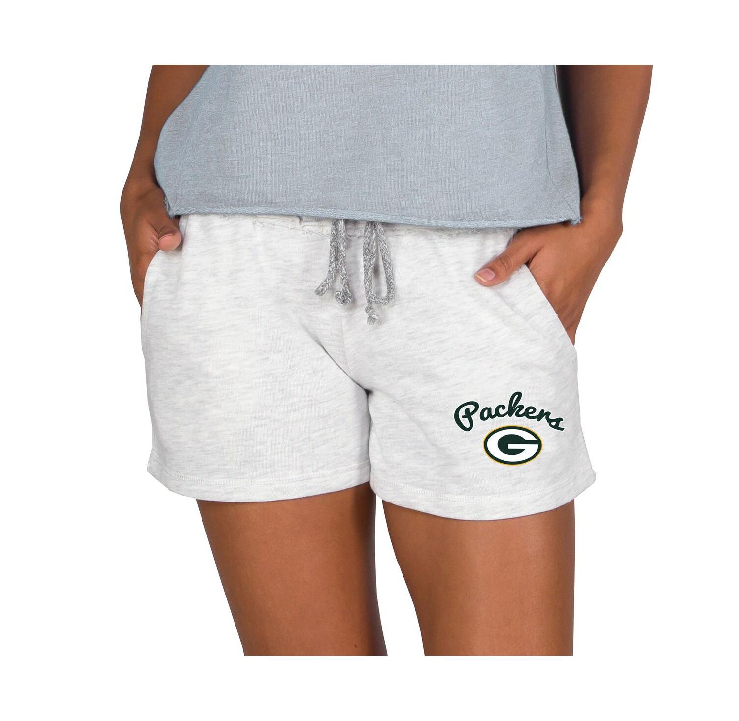 Women's Oatmeal Green Bay Packers Mainstream Terry Lounge Shorts