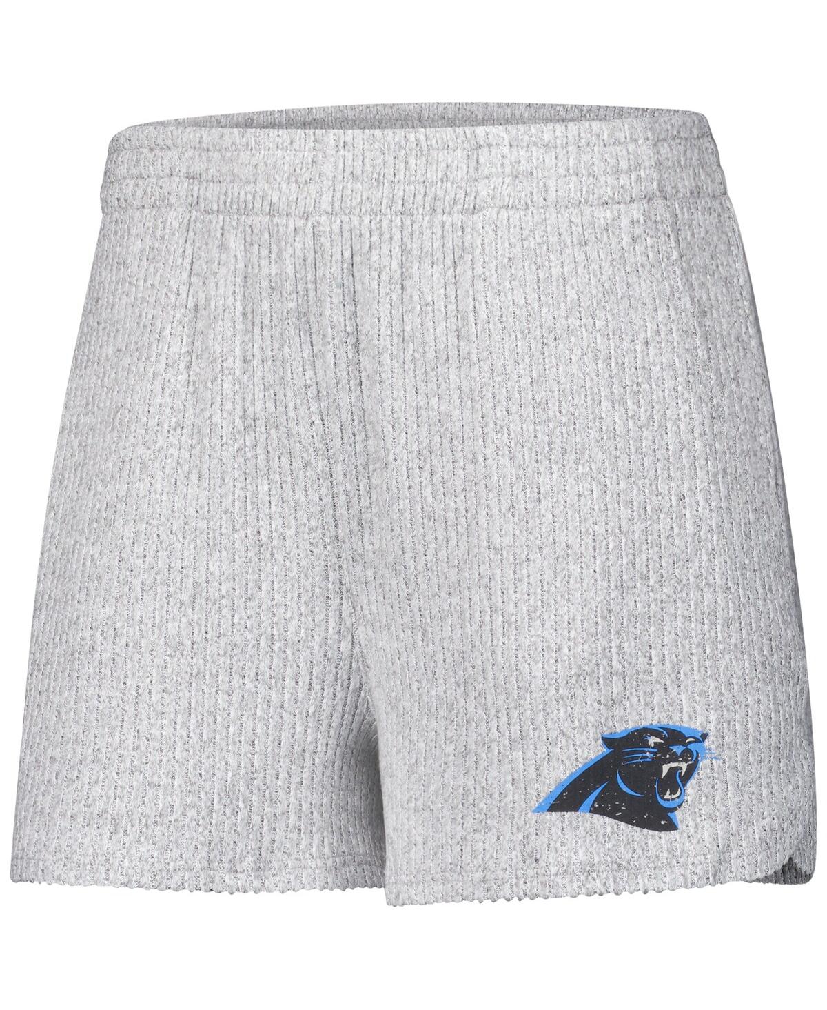 Concepts Sport Women's 2-piece Gray Carolina Panthers Juniper Long Sleeve Hoodie Top And Shorts Set In Gray