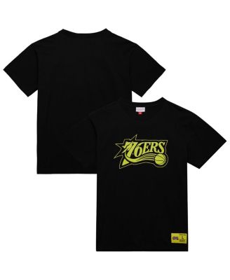 Mitchell & Ness - Men's Black Philadelphia 76ers Hardwood Classics Neon Nights Premium T-Shirt