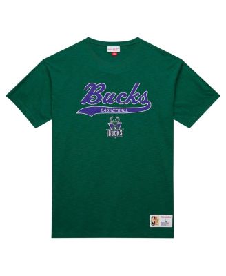 Men's Green Milwaukee Bucks Hardwood Classics Felt Applique Slub T-Shirt