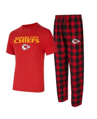 Concepts Sport - Men's 2-Piece Red/Black Kansas City Chiefs Big Tall Avondale T-Shirt and Flannel Pants Sleep Set