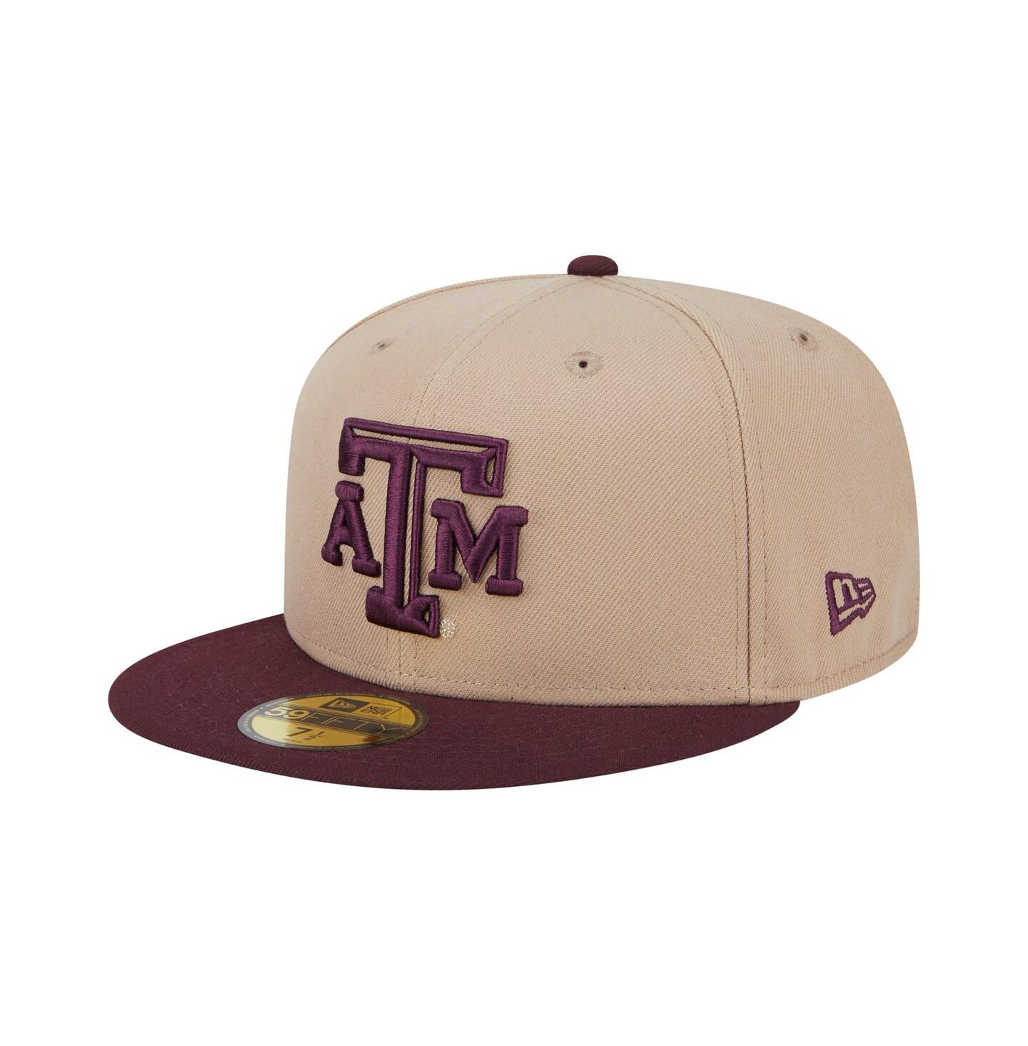 Мужская кепка New Era Khaki Texas A&M Aggies Two-Tone 59FIFTY Fitted Hat — фото 1