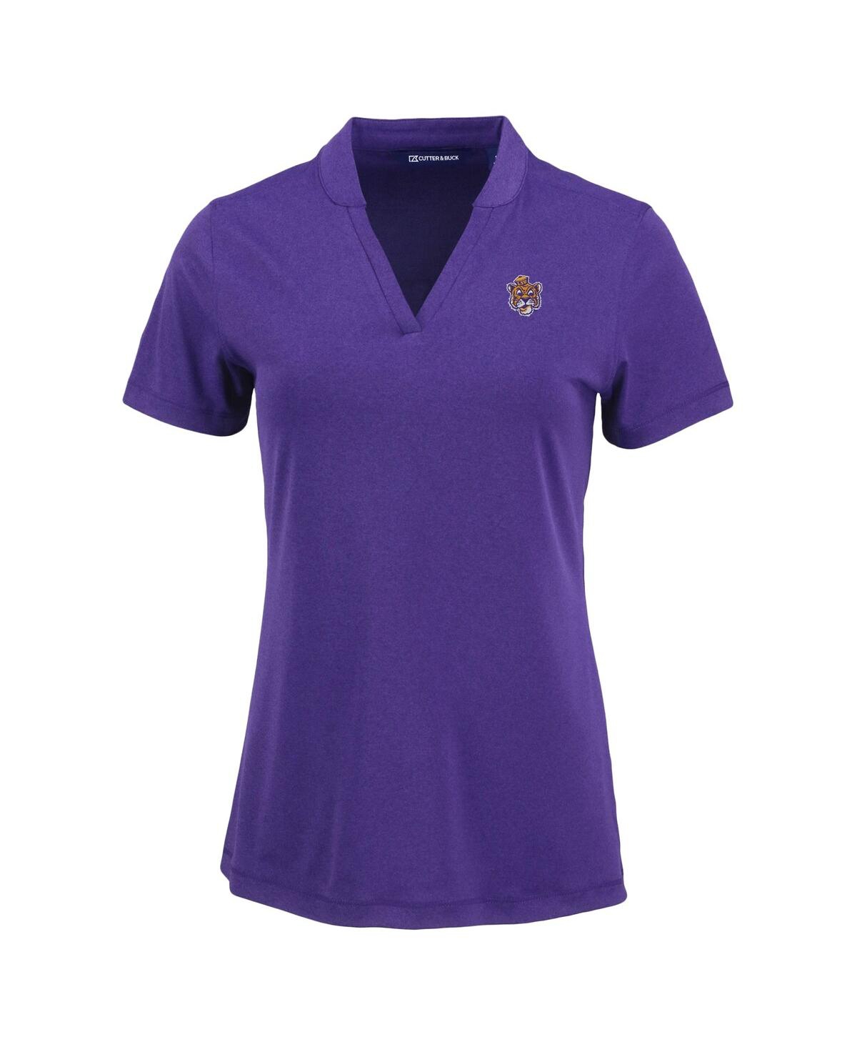 Cutter & Buck Women's Heather Purple Lsu Tigers Vintage Logo Forge Heathered Stretch Blade Top In Purple