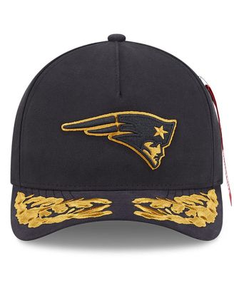 x Alpha Industries Men's Black New England Patriots A-Frame 9FORTY Adjustable Hat