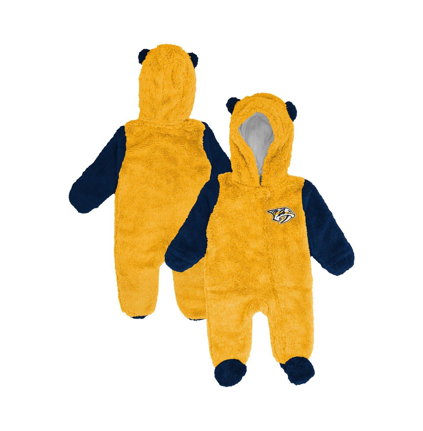 Outerstuff Newborn Gold Nashville Predators Stay Napping Fleece Bunting Full-Zip Hooded Sleeper — фото 1