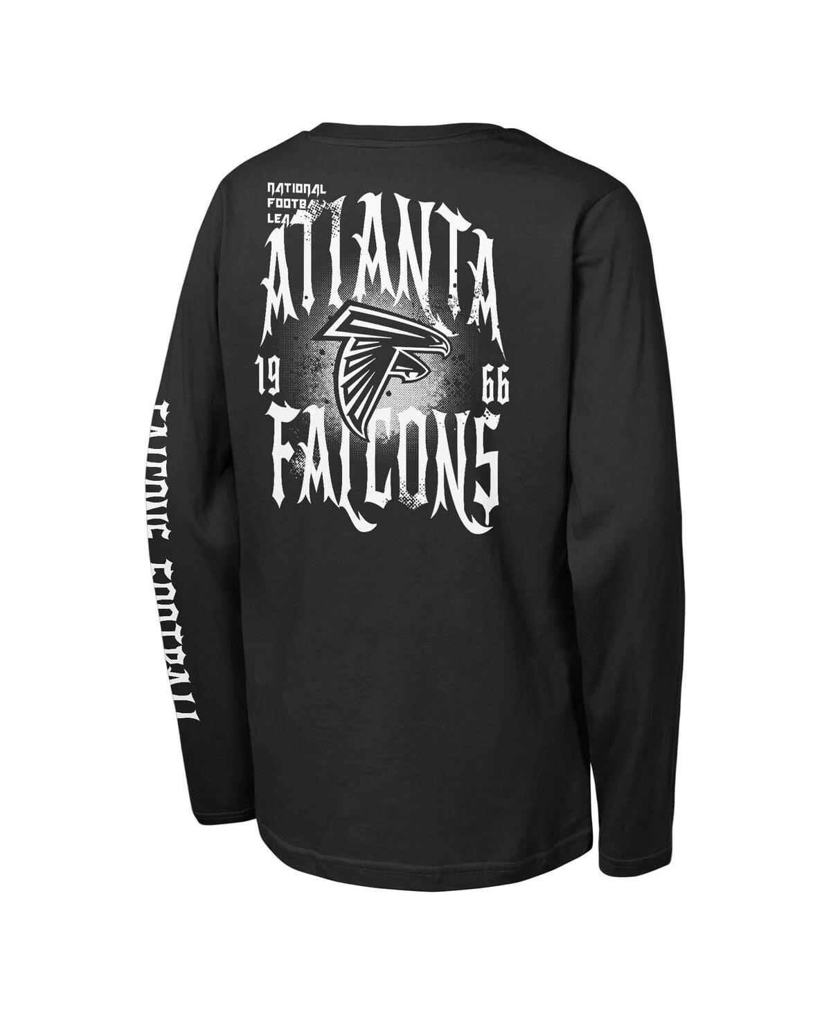 Outerstuff Big Boys And Girls Black Atlanta Falcons Rumble Long Sleeve T-shirt In Black