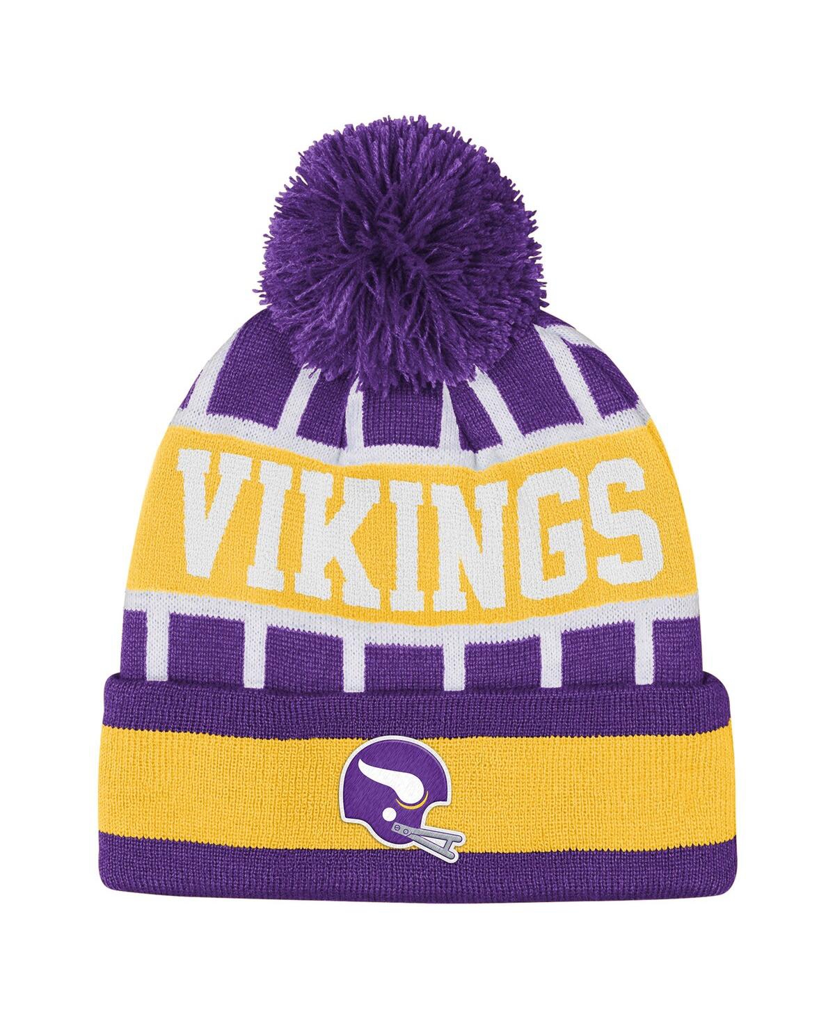Outerstuff Big Boys and Girls Purple Minnesota Vikings Go Fast Cuffed Knit with Pom Hat