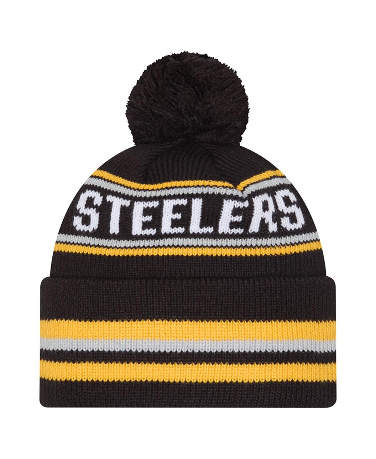 New Era Men's Black Pittsburgh Steelers Classic Cuffed Knit with Pom Hat