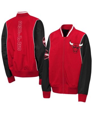 Outerstuff - Big Boys and Girls Red/Black Chicago Bulls Two-Pointer Full-Zip Windbreaker