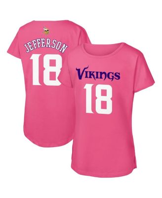 Outerstuff - Big Girls Justin Jefferson Pink Minnesota Vikings Player Name Number T-Shirt