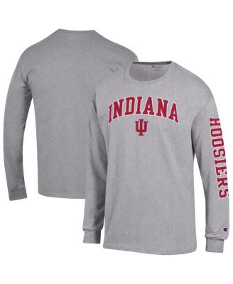 Champion - Men's Heather Gray Indiana Hoosiers Arch Over Logo 2-Hit Long Sleeve T-Shirt