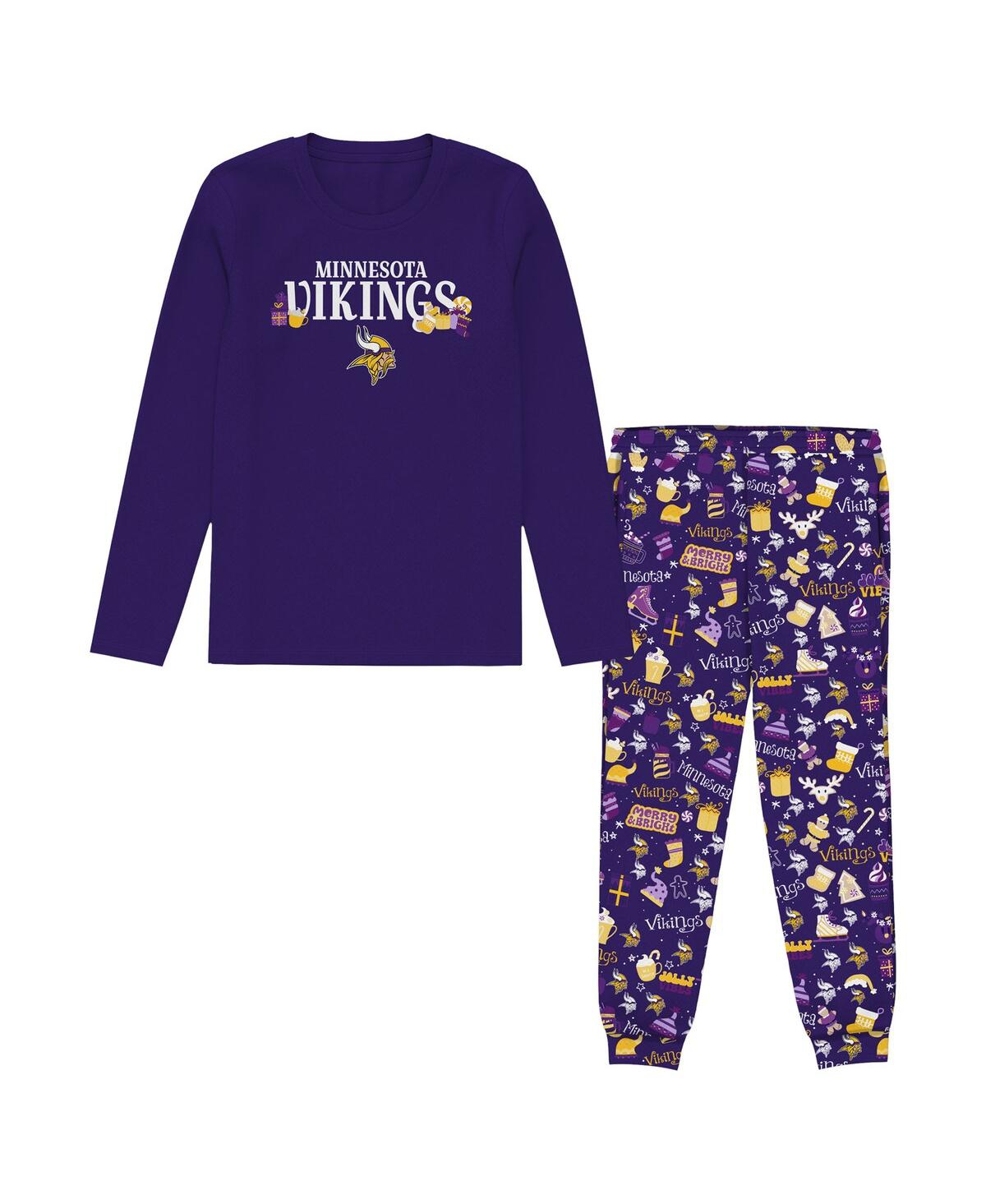 Outerstuff Big Boys And Girls Purple Minnesota Vikings Chestnut Holiday Sleep Set In Purple