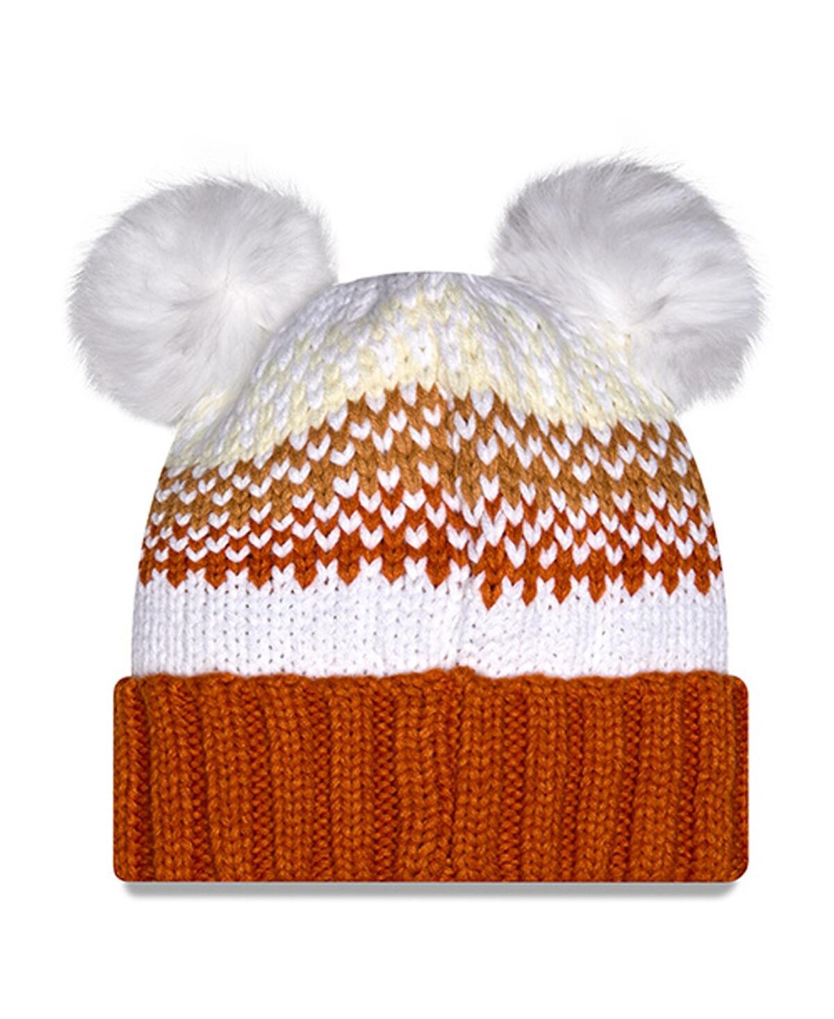 New Era Women's Texas Orange Texas Longhorns Double Pom Print Cuffed Knit Hat
