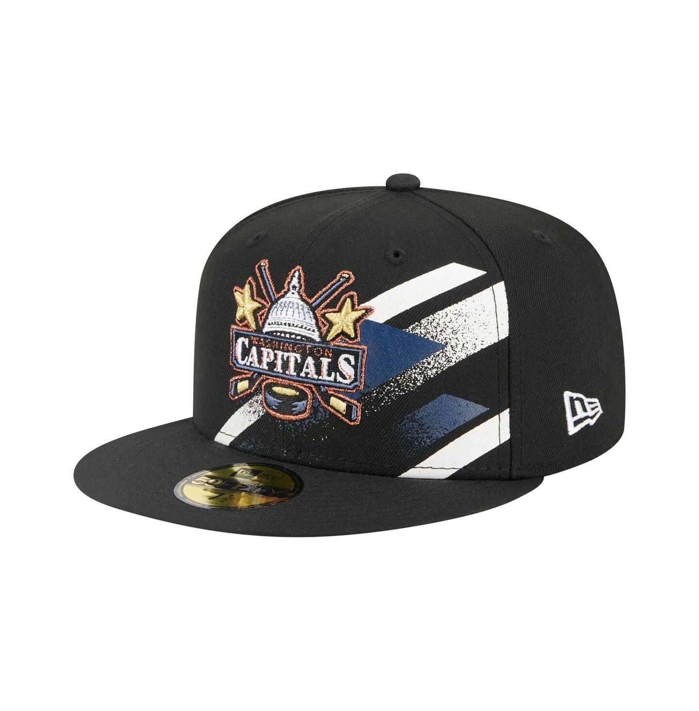 Мужская кепка New Era Black Washington Capitals Faded Lines 59FIFTY Fitted Hat — фото 1