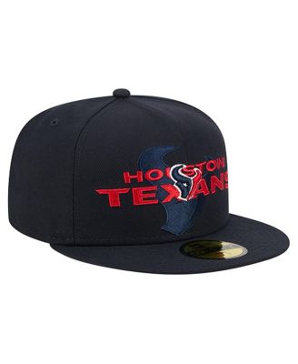 Men's Navy Houston Texans Overlap Wordmark 59FIFTY Fitted Hat