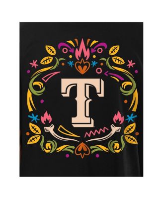 Men's Black Texas Rangers Día De Los Muertos T-Shirt