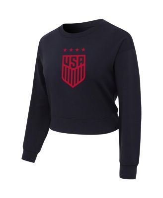 Women's Black USWNT Tri-Blend Darby Knit Long Sleeve Crop Top