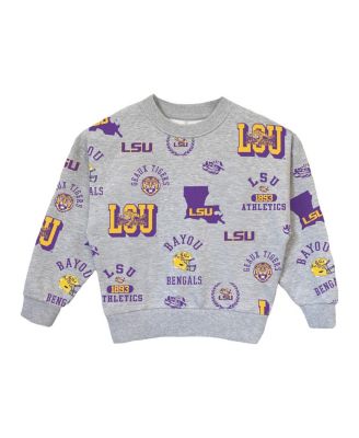 Gameday Couture - Big Girls Gray LSU Tigers Always On Repeat Pullover Sweatshirt