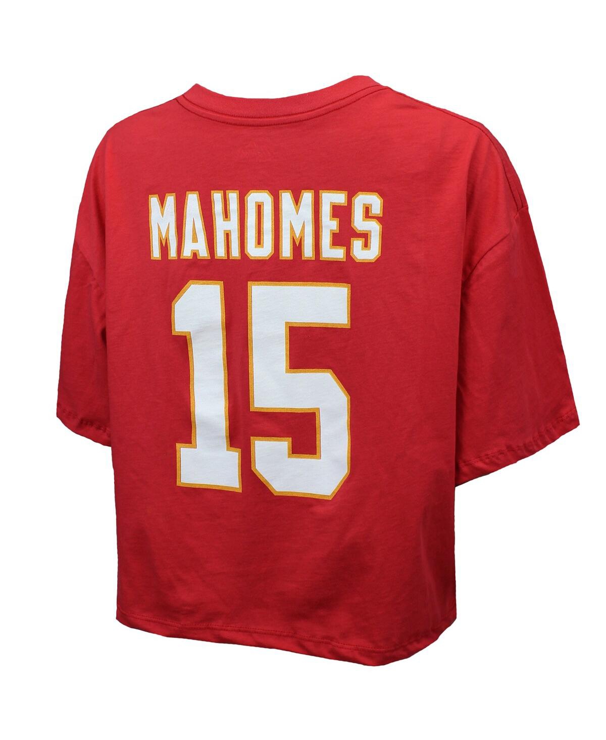 Majestic Women's Patrick Mahomes Red Kansas City Chiefs Swarovski Crystals Boxy Cropped Name Number T-shirt In Multi