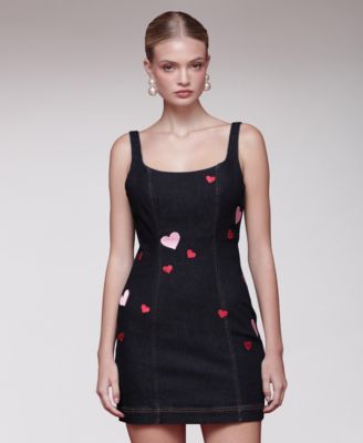 Women's Heart Patch Applique Mini Dress