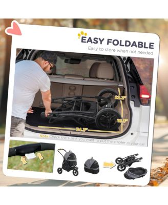 3 in 1 Pet Stroller for Small Dogs and Cats with Detachable Carrier