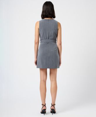Women's Minka Pinstripe Belted Boat Neck Mini Dress