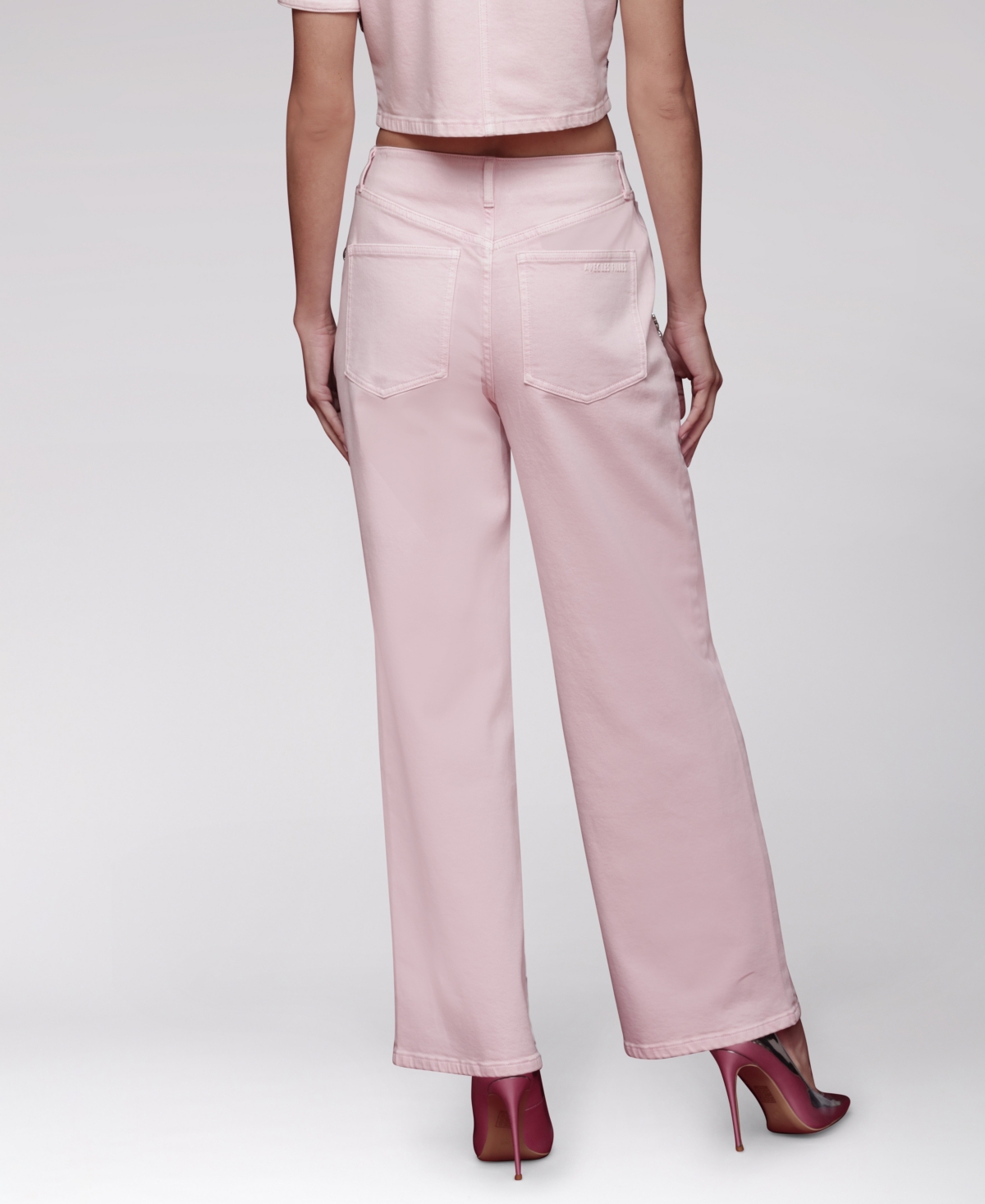 Avec Les Filles Women's Rhinestone-Trim Hollywood-Waist Wide-Leg Jeans