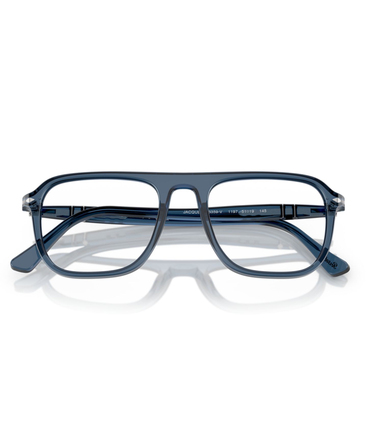 Очки Persol Unisex Square Plastic PO3359V - Jacques Eyeglasses, цвет: Прозрачный синий джинсовый — фото 5