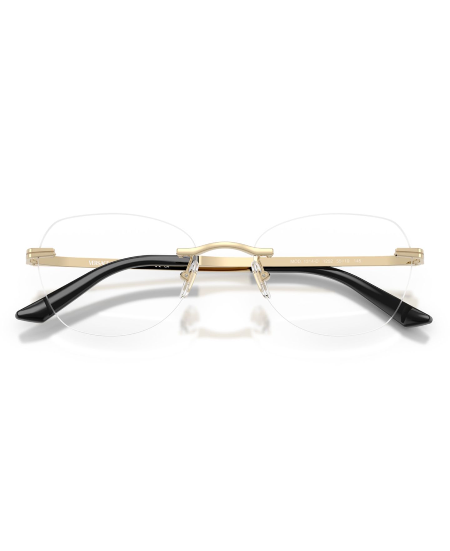 Женские очки Versace Woman Irregular Metal VE1314D Eyeglasses, цвет: Бледный золотой — фото 3