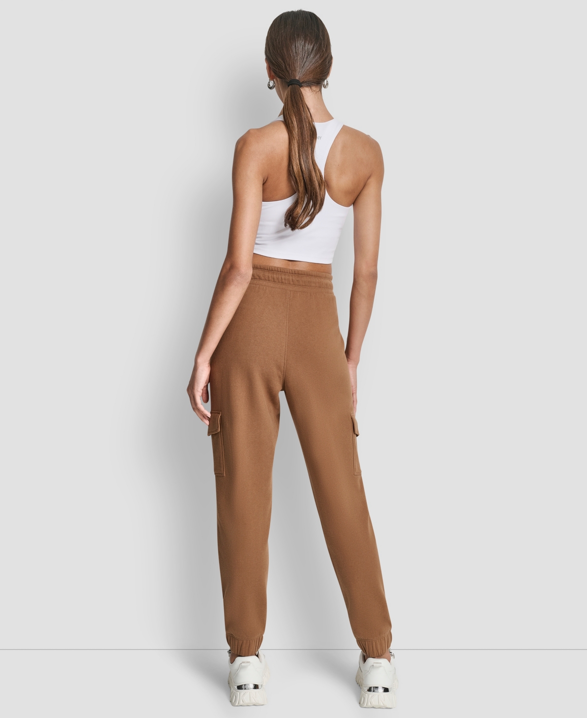 Dkny Sport Women's Studded-logo Cargo Joggers In Brown