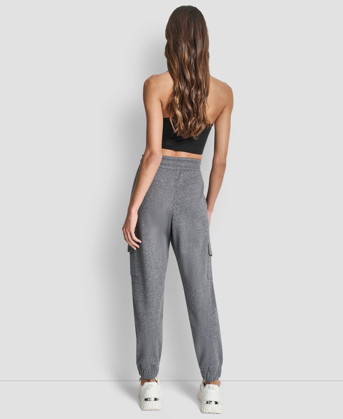 Dkny Sport Women's Studded-logo Cargo Joggers In Gray
