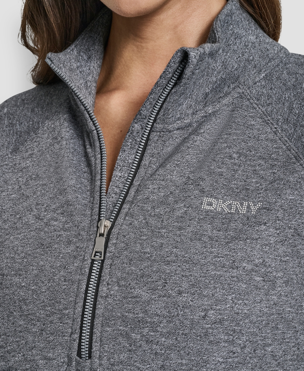Dkny Sport Women's Studded-logo Half-zip Sweatshirt In Black