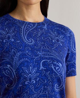 Petite Paisley Short-Sleeve Sweater