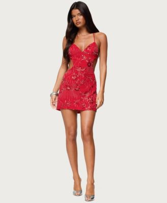 Women's Annalee Backless Beaded Chiffon Mini Dress
