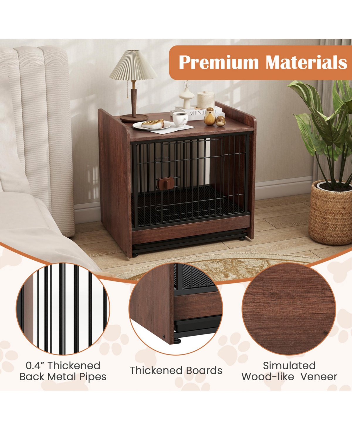 Sugift Dog Crate Indoor Dog Cage with Removable Tray and Lockable Door