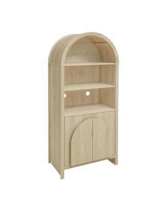 Arched Kitchen Pantry with Adjustable Shelves, Farmhouse Storage Cabinet for Kitchen, Dining, or Living Room